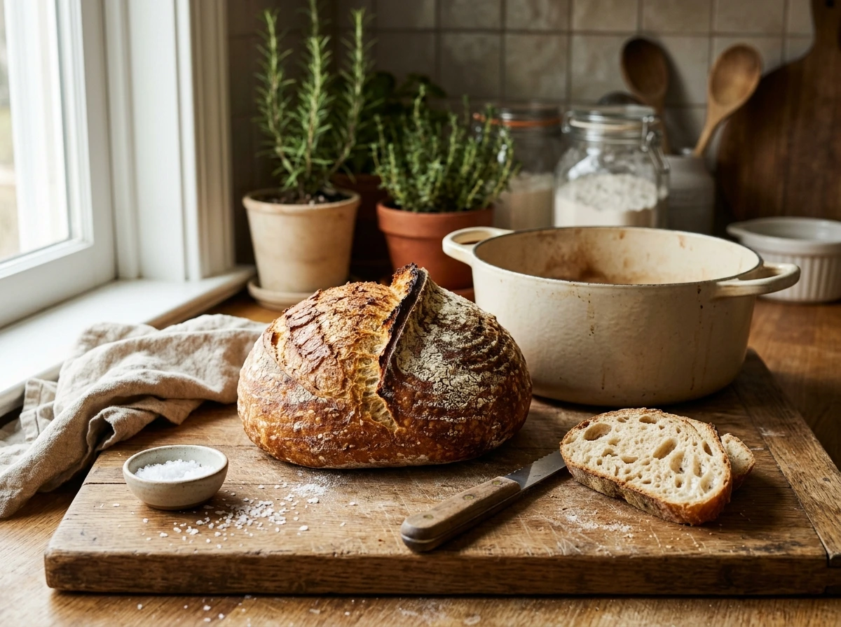 No-Knead Dutch Oven Crusty Country Bread