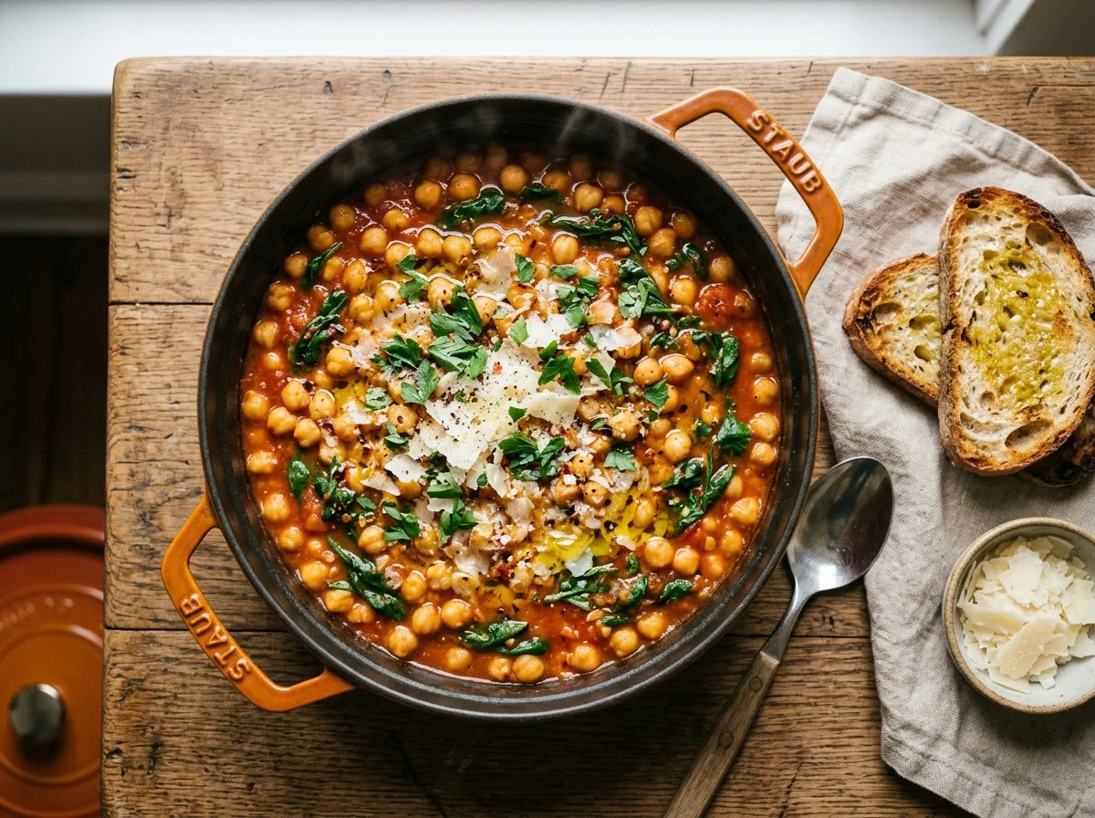 One-Pot Braised Chickpeas San Marzano Spinach